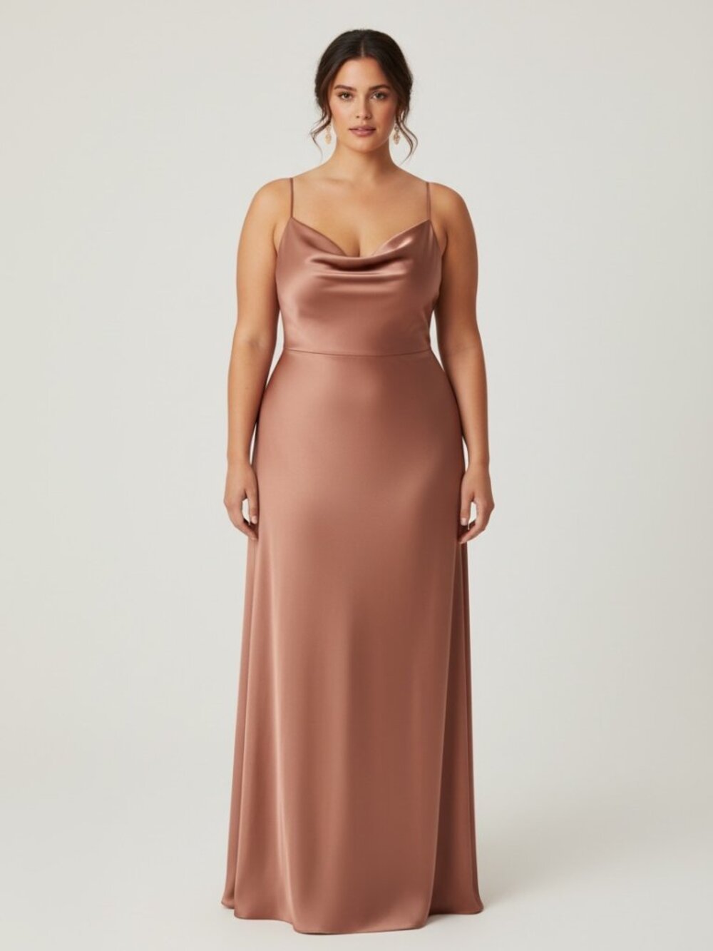 Revelry Plus 22 Rust Satin Cowl Neck Maxi Slip Dress 90s Minimalist Fall Wedding